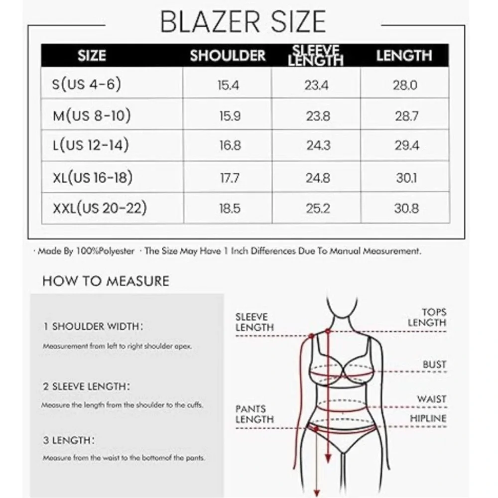 Women's Fall Casual Blazer Long Sleeve Open Front Suit Jacket with Pockets - Picture 6 of 6